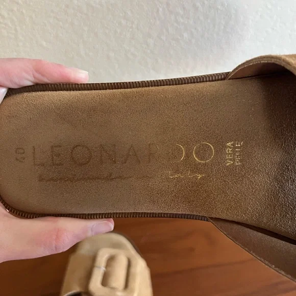 Tan Suede Slide Sandals From Italy - Picture 4 of 5